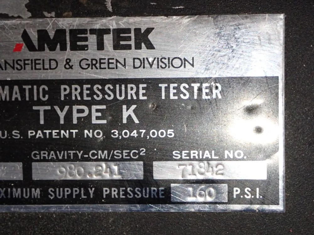 Ametek 100 Psi Mk-100 Pneumatic Pressure Tester - Mk-100