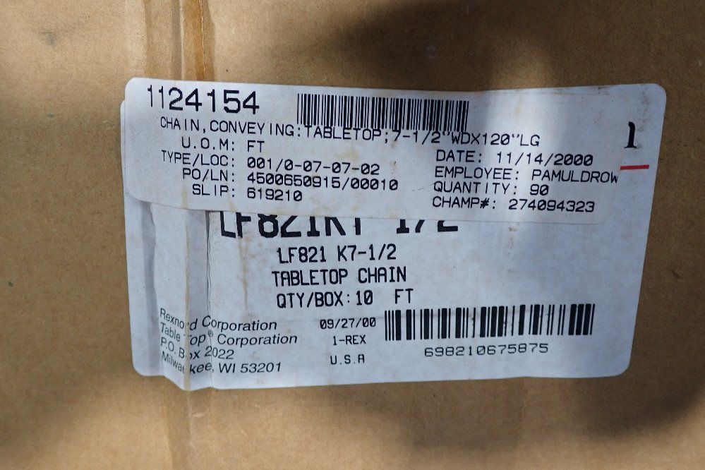 Rexnord 10 Ft Conveyor Belt - Lf821k7-1/2