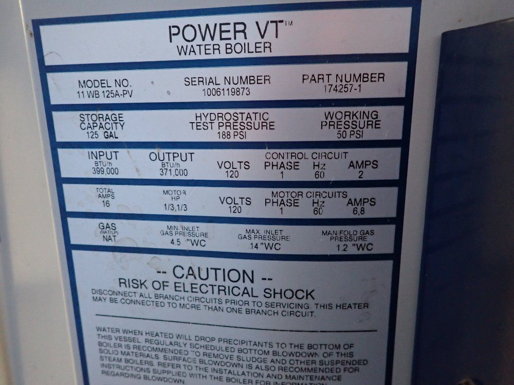 Power Vt 371,000 Btu Water Boiler - 11wb125a-pv