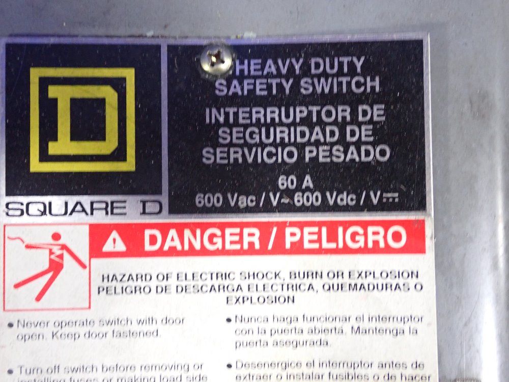 Square D 60 Amps/600v Fusible Disconnect - H362n