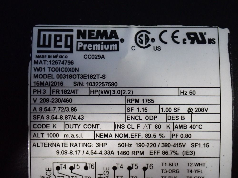 Weg 3 Hp Motor - 003180t3e182f S