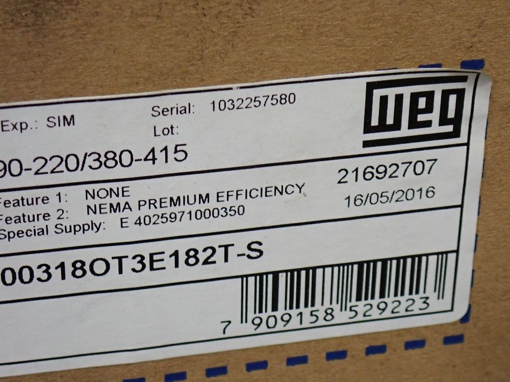 Weg 3 Hp Motor - 003180t3e182f S