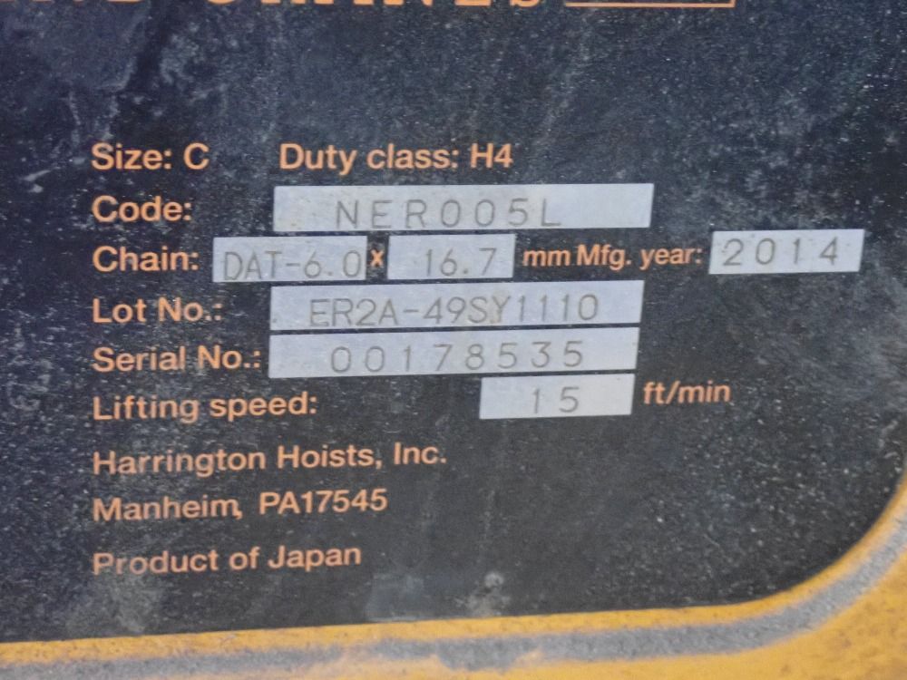 Harrington Hoists Inc Electric Chain Hoist