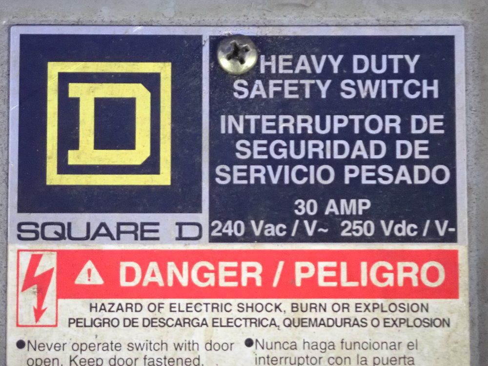 Square D 30 Amps/240v Fusible Disconnect - H321n