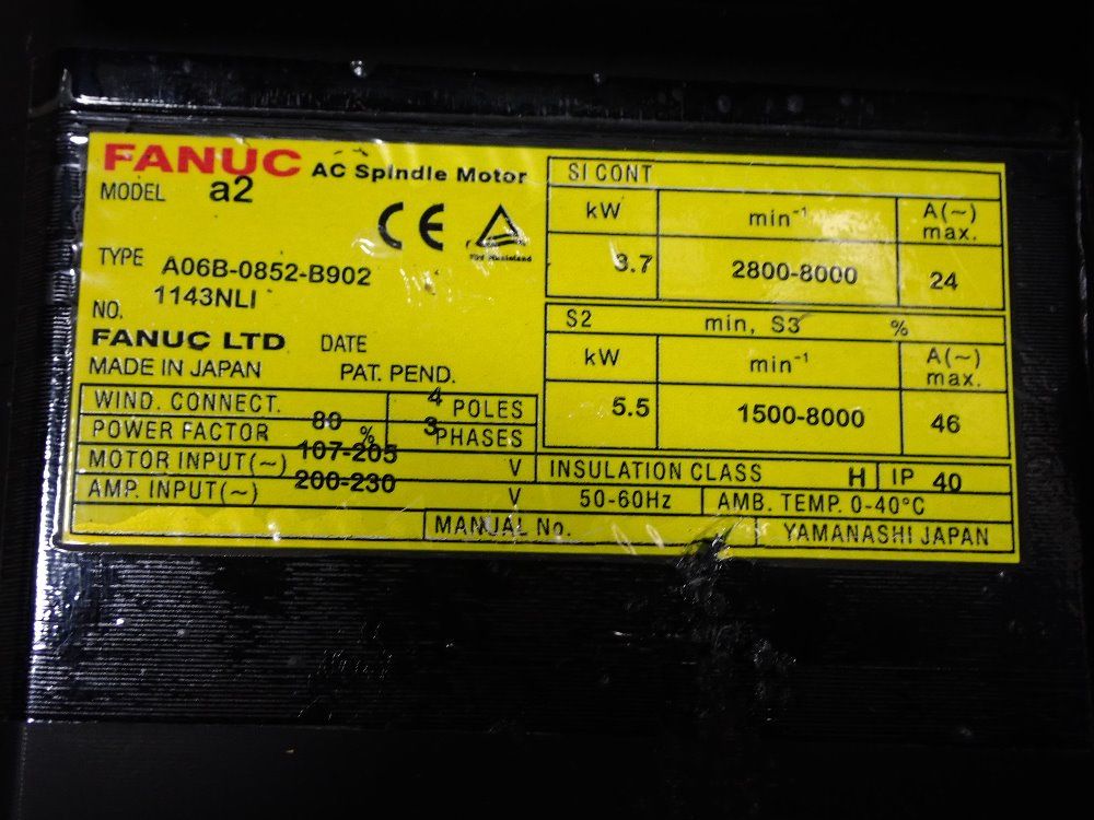 Fanuc 3.7 Kw/5.5 Kw Ac Spindle Motor