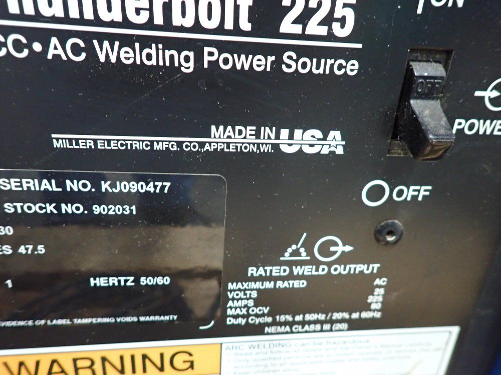 Miller 225a Thunderbolt 225 Welder - Thunderbolt 225