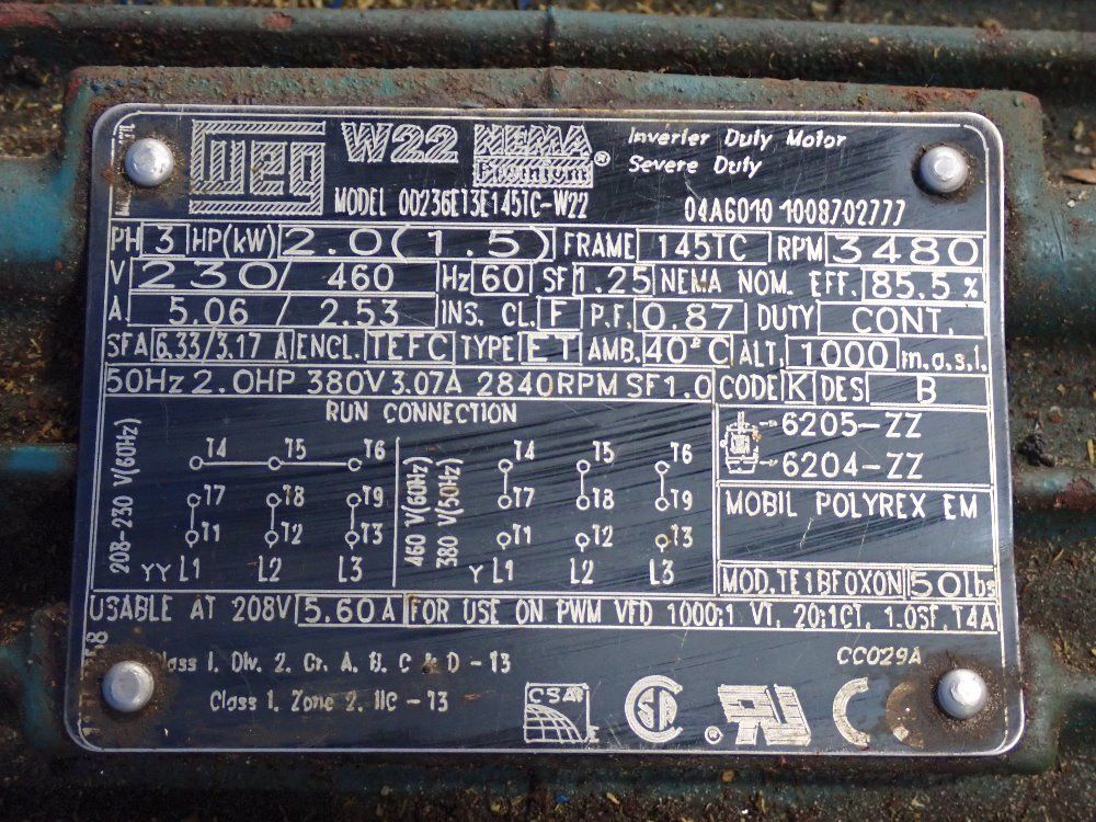 Weg 2hp/5hp/3hp Triple Motors W Pumps - 00236e13e1451c-w22