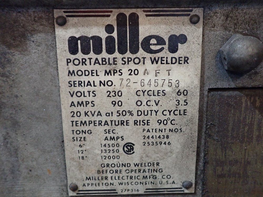 Miller 20kva Spot Welder - Mps20