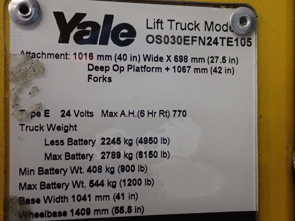 Yale 2000lbs Electric Order Picker - Os030efn24te105