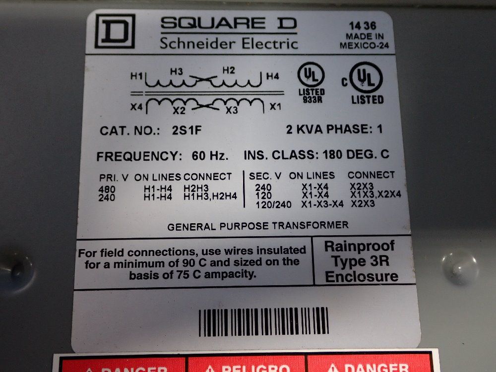 Square D 2 Kva Transformer - 2s1f