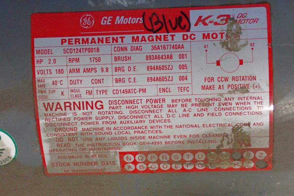 Ge Motors 2 Hp Dc Motor - 5cd24tp001b