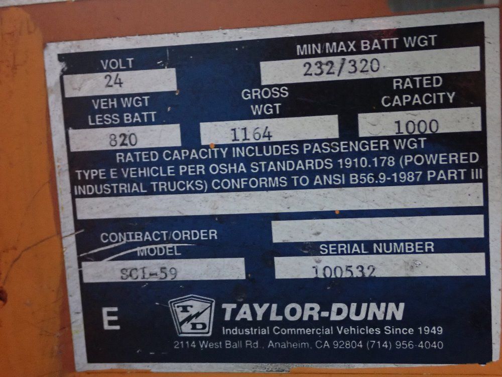 Taylor-dunn 1000 Lbs Warehouse Cart - Sci-59