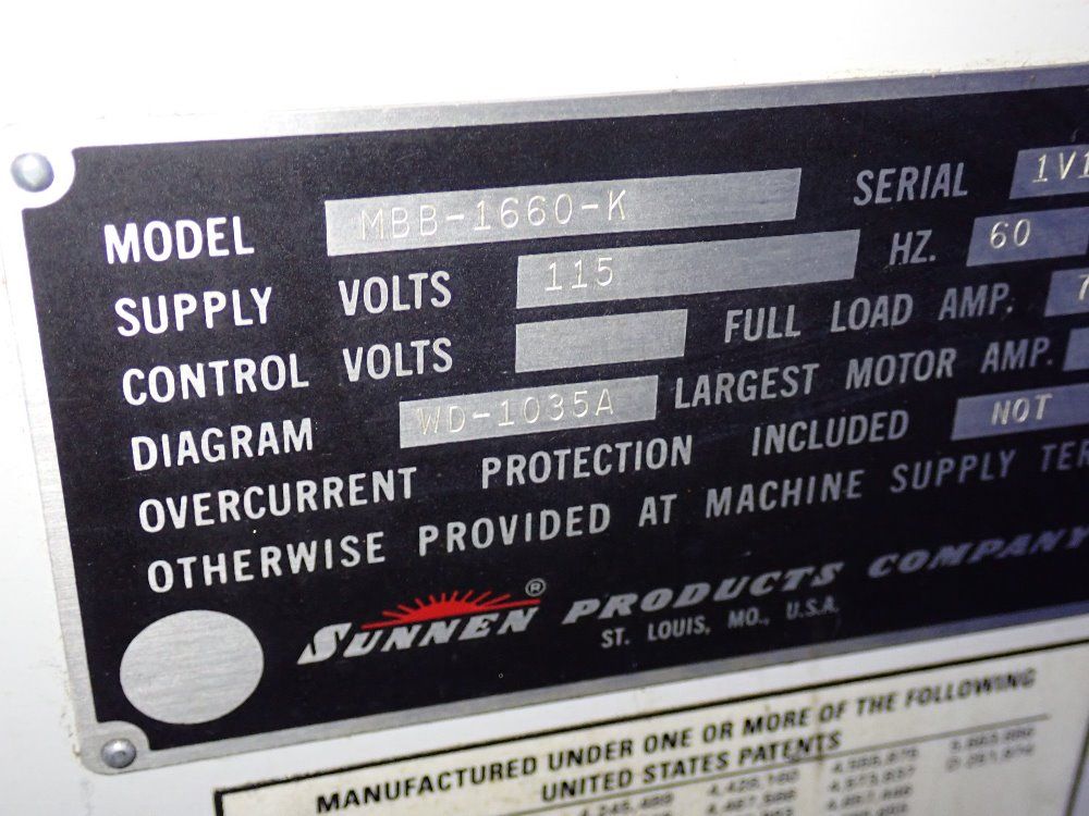 Sunnen Honing Machine - Mbb-1660-k