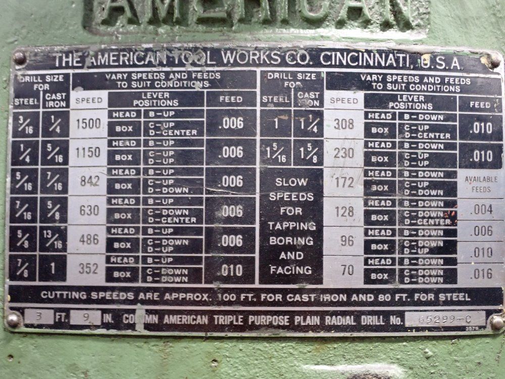 American 9" X 3'9"(45") Radial Arm Drill