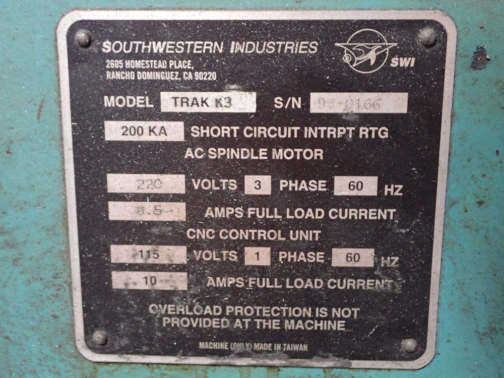 Southwestern Industries 10" X 50" Vertical Mill - Trak K3