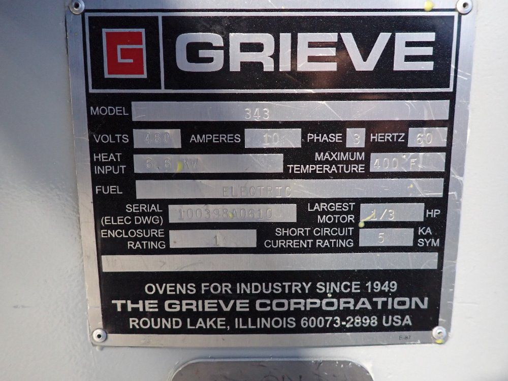 Grieve 1/3 Hp Electric Oven - 343