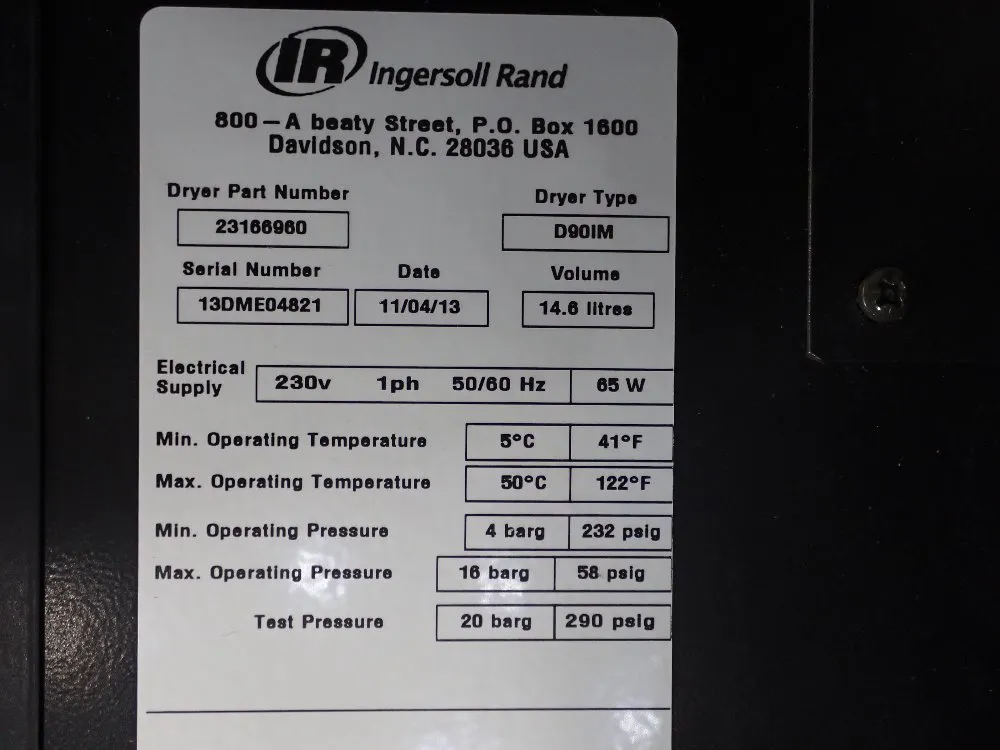 Ingersoll Rand 14.6 Litres Dryer - D90im