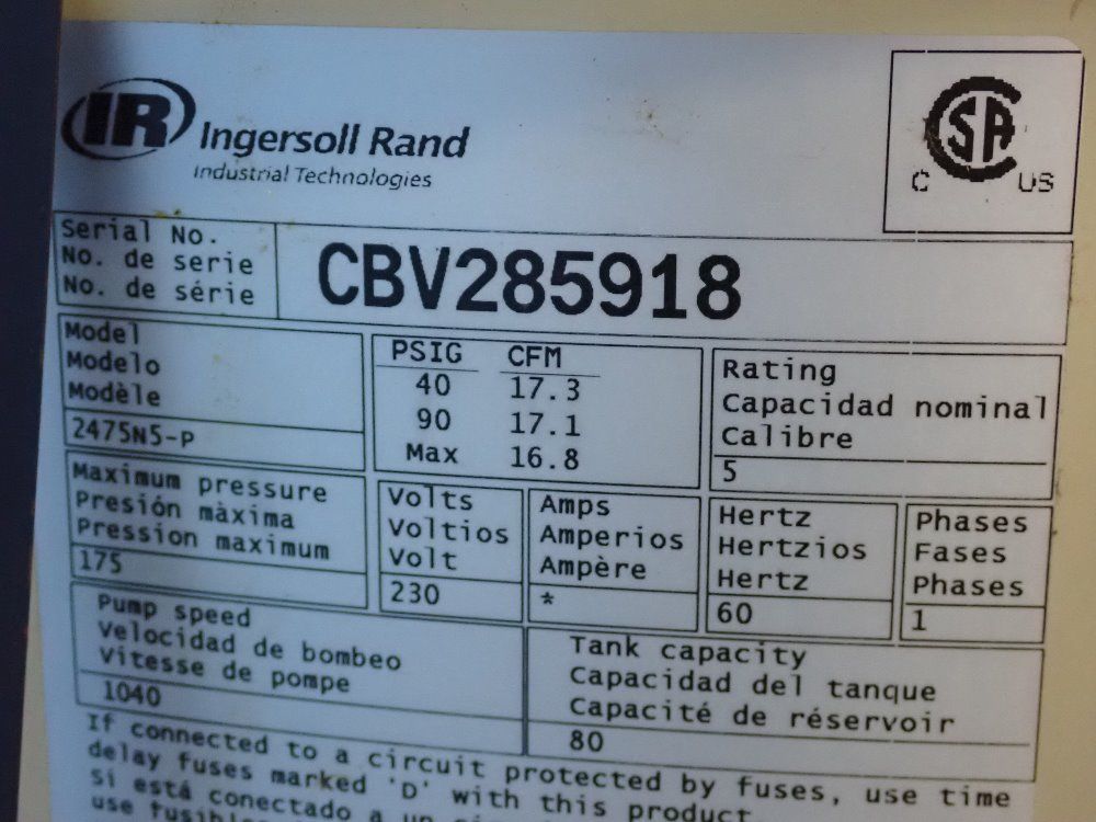 Ingersoll Rand 80 Air Compressor - 2475