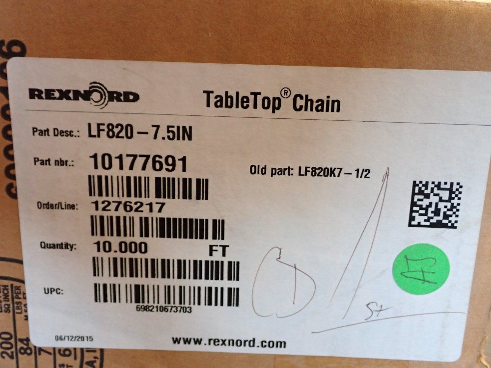 Rexnord 7.5" Table Top Chain - 10177691