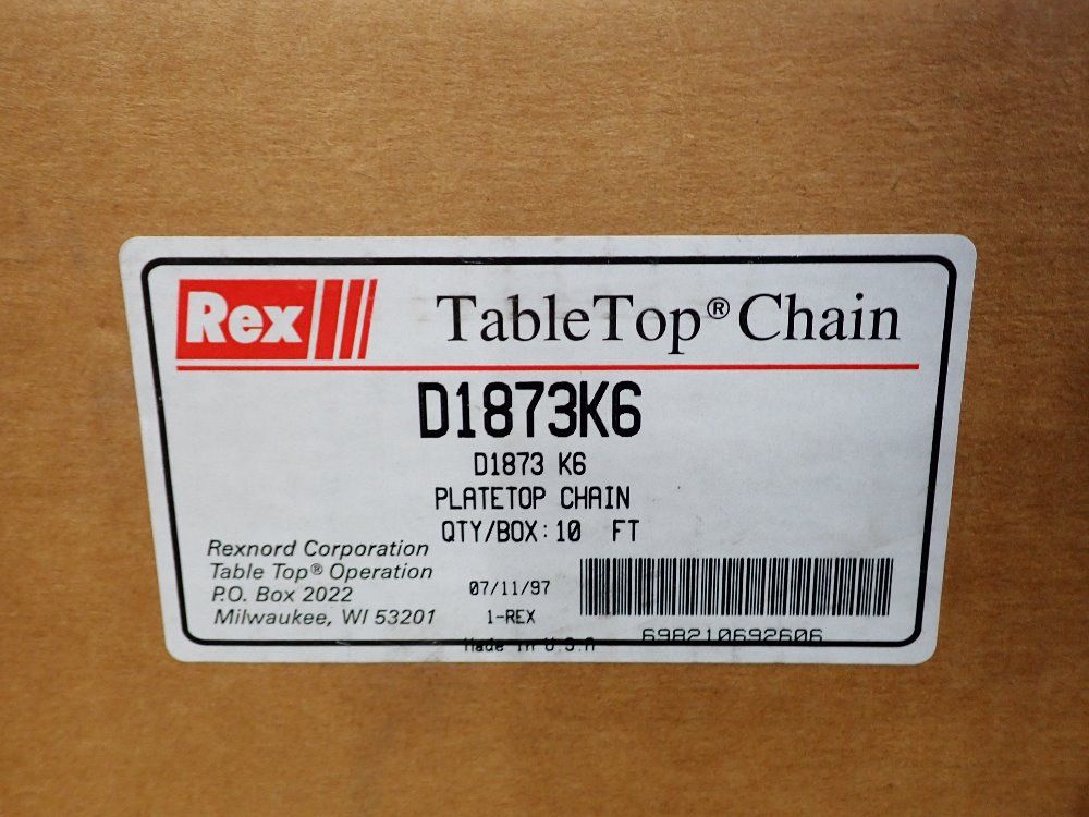 Rexnord 6" Table Top Chain - D1873k6
