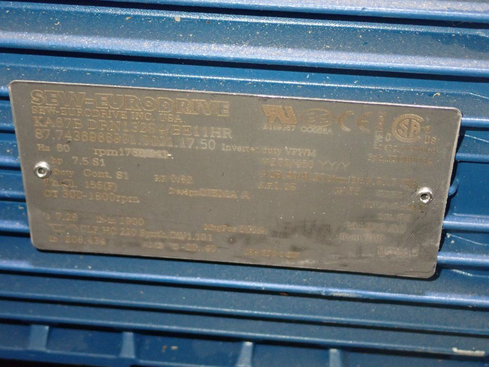 Sew-eurodrive 7 1/2 Hp Gear Drive - Ka67bdrn1324/be11hr