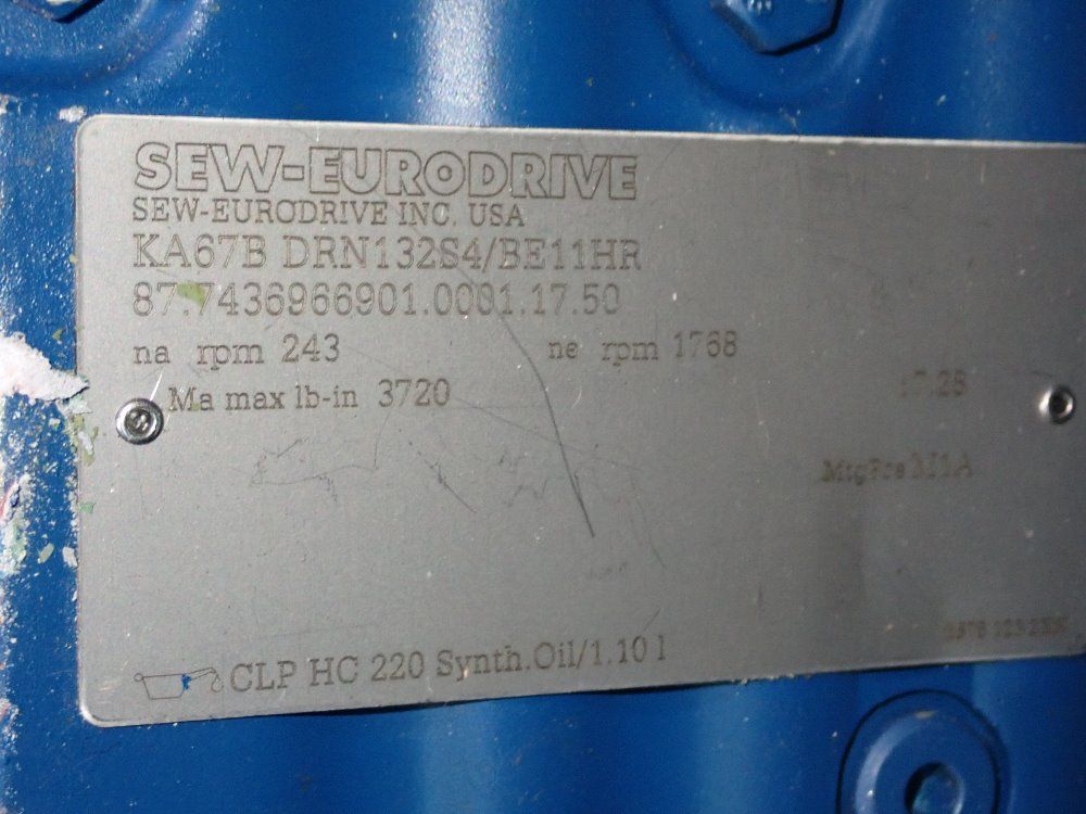Sew-eurodrive 7 1/2 Hp Gear Drive - Ka67bdrn1324/be11hr