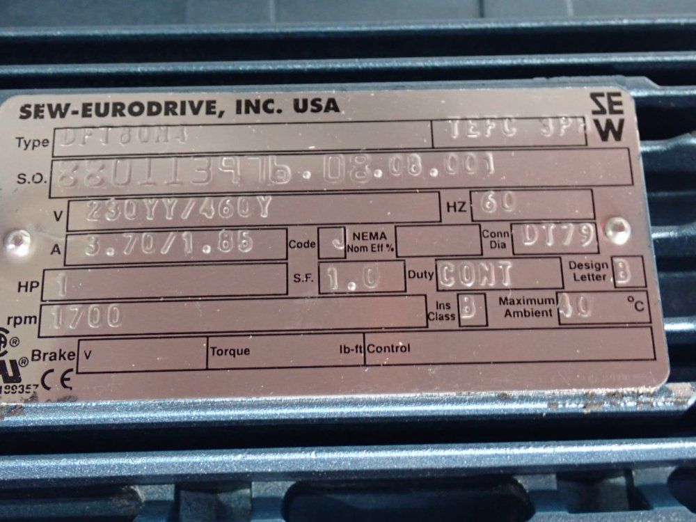 Sew Eurodrive 1 Hp Gear Drive - Sa47tdt80na