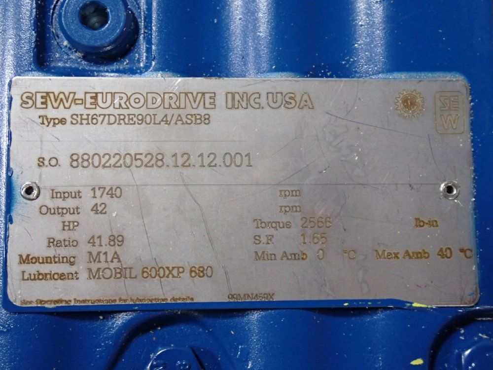 Sew Eurodrive 2 Hp Gear Drive - Sh67dre9ol4/asb8