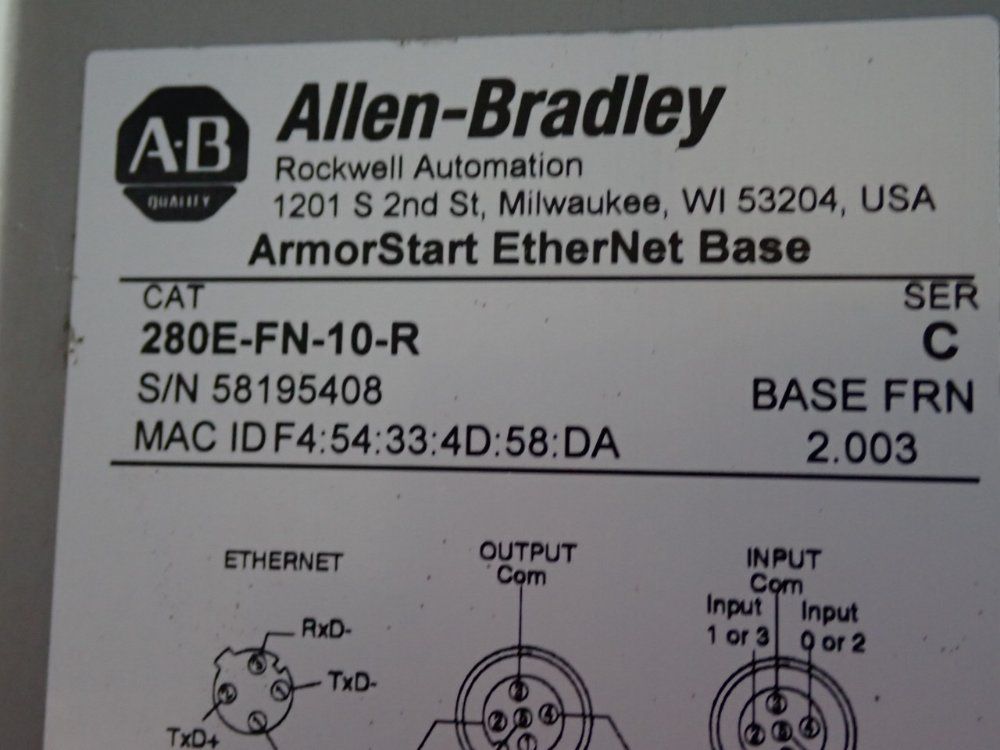 Allen Bradley Ethernet Base Module - 280e-fn-10-r