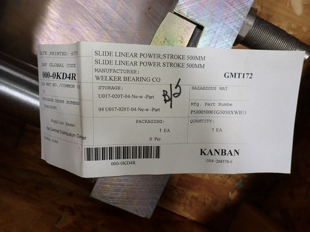 Welker Bearing Co Linear Slide - P500050001g5050x