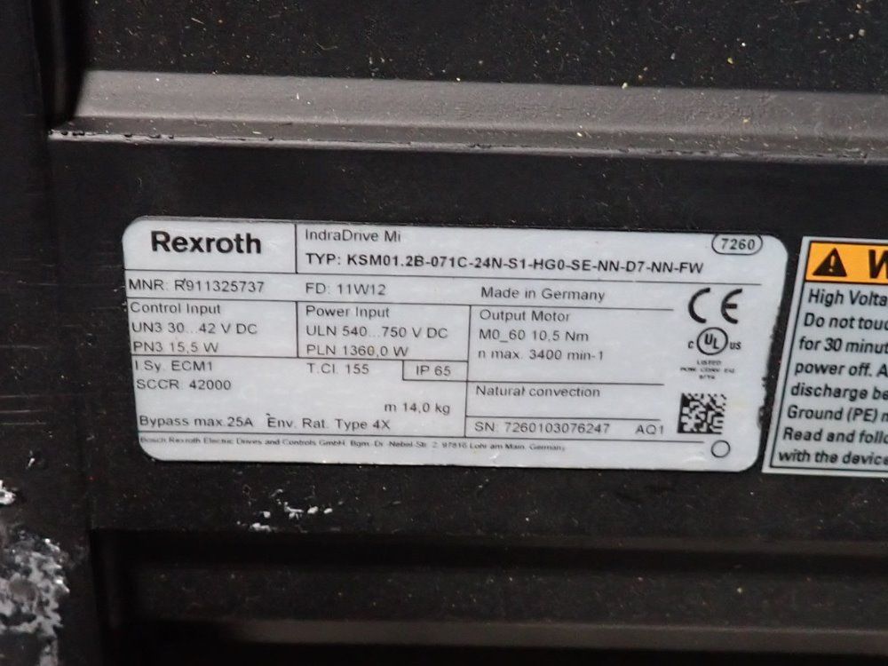 Rexroth Servo Motor - Ksm01.2b-071c-24n-s1-hg0-se-nn-d7-nn-fw