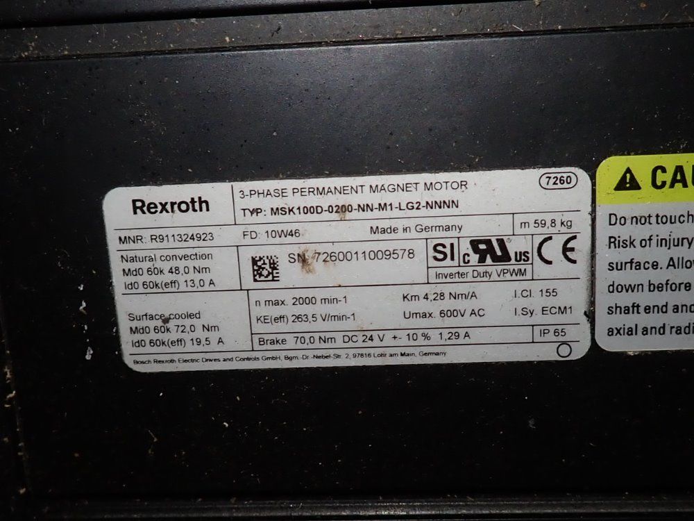 Rexroth Servo Motor - Msk100d-0200-nn-m1-lg2-nnnn