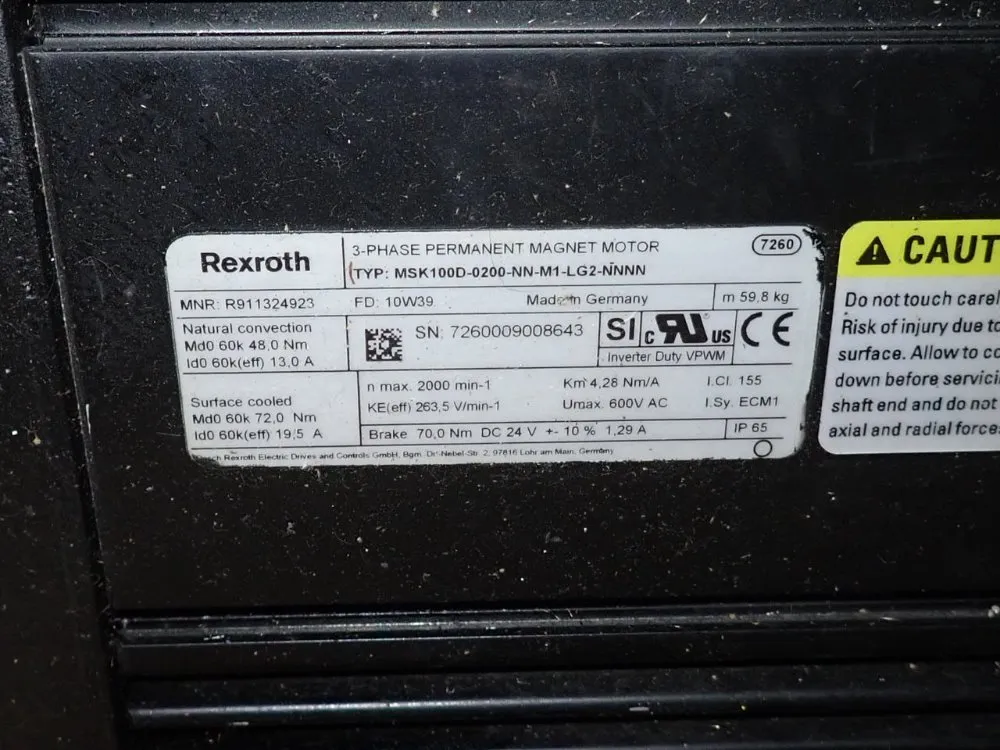 Rexroth Servo Motor - Msk100d-0200-nn-m1-lg2-nnnn