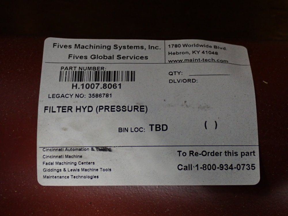 Fives Machining Systems Pressure Filter - H.1007.8061