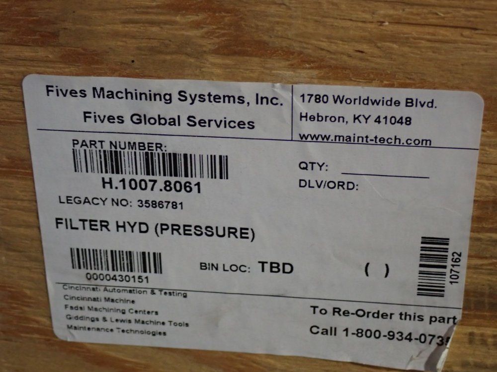 Fives Machining Systems Pressure Filter - H.1007.8061