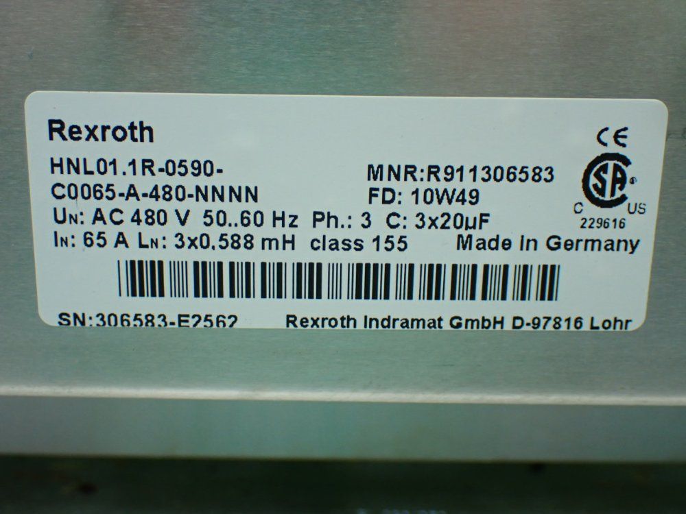 Rexroth Feeding Unit Choke Hnl01.1-r-0590-c0065-a-480-nnnn - R911306583