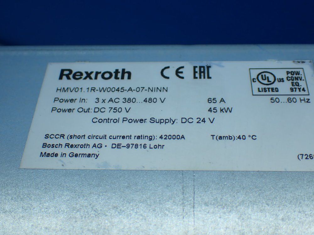 Rexroth Indradrive M Power Supply Unit. Hmv01.1r-w0045-a-07-ninn - R911345525