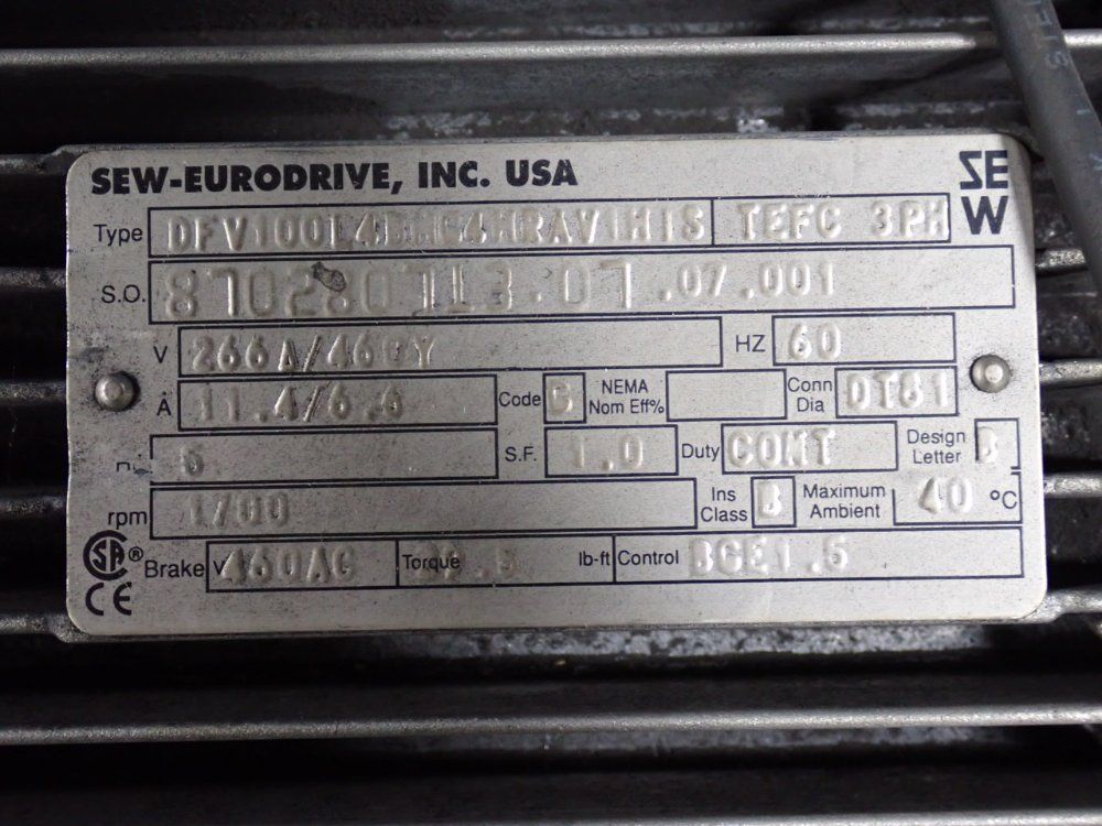 Sew-eurodrive 5 Hp Motor - 870280713.07.07.001