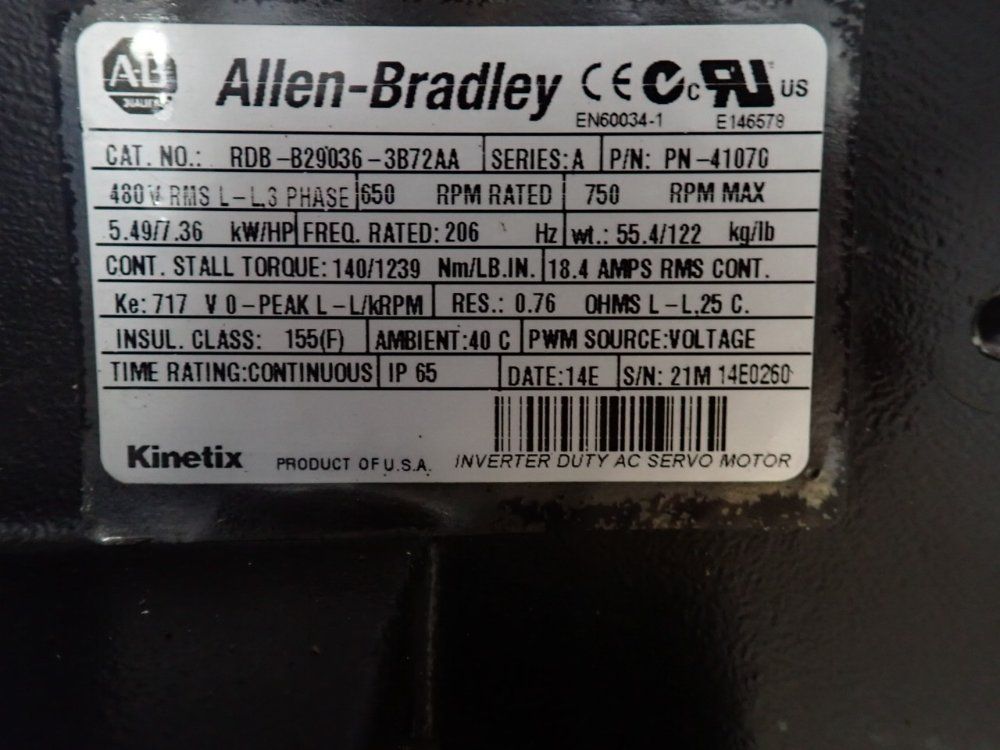 Allen-bradley 7.36 Hp Motor - Rob-b29d36-3b72aa