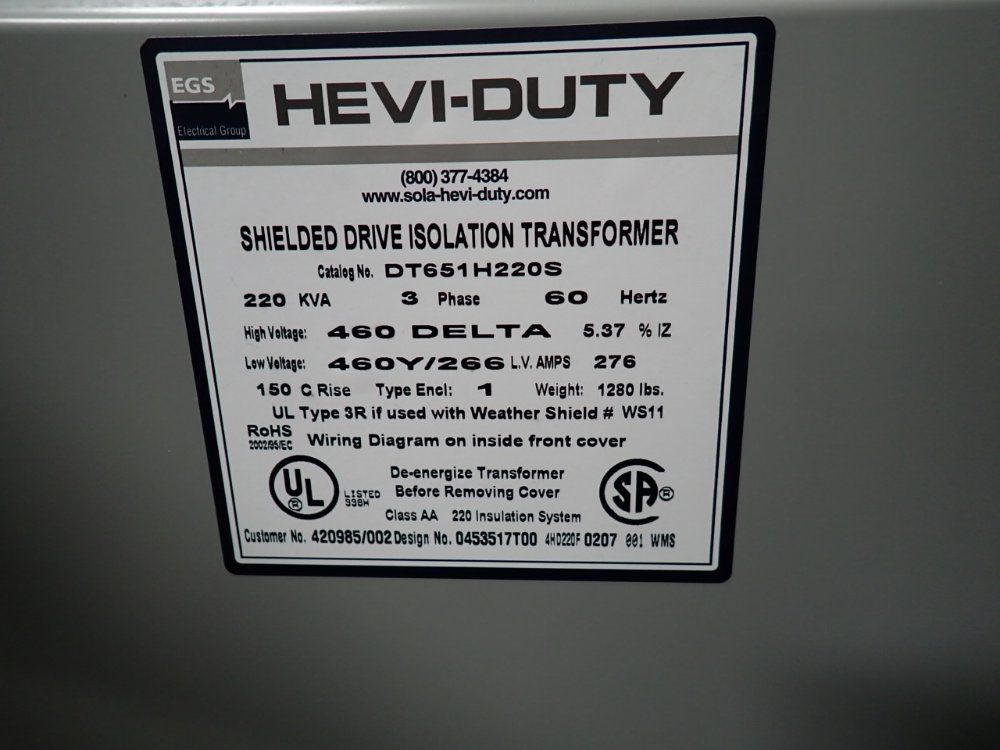 Egs 220 Kva Transformer - Dt651h2205