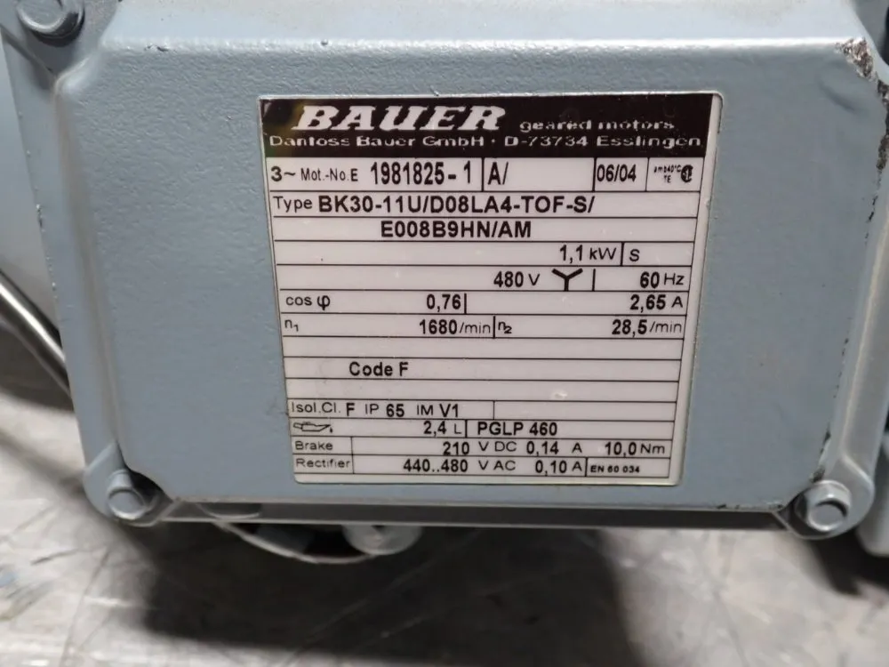Bauer Gear Motor - Bk30-11u/d08la4-t0f-s/e008b9hn/am