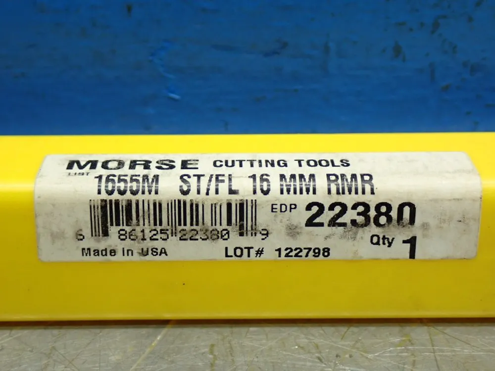 Morse 16mm High Speed Steel Straight Shank Straight Flute Chuckinng Reamer 22380 - 22380