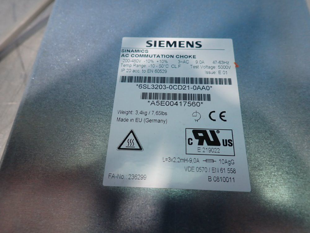 Siemens Ac Commutation Choke - 6sl3203-0cd21-0aa0