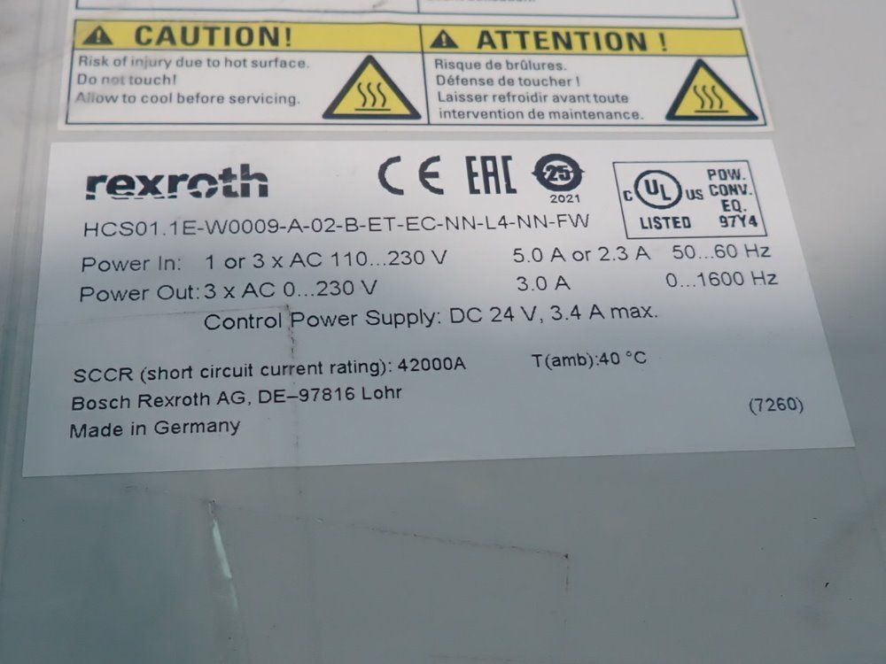 Rexroth Compact Converter - Hcs01.1e-w0009-a-02-b-et-ec-nn-l4-nn-fw