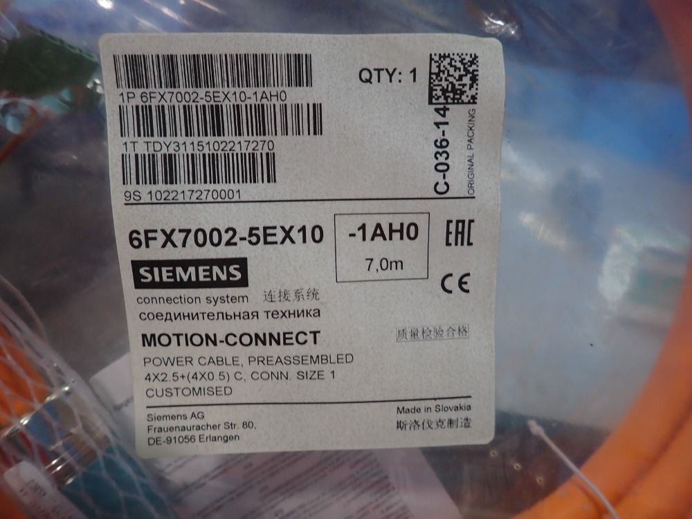 Siemens Power Cable - 6fx7002-5ex10-1ah0