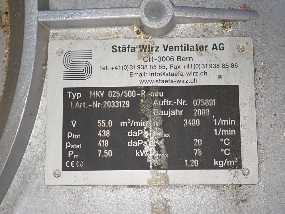 Stafa Wirz Ventilator Ag 7.5 Kw Blower - Mkv 025/500-r