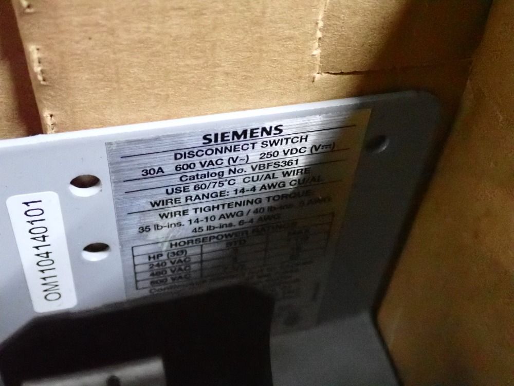 Siemens Disconnect Switch - Vbfs361