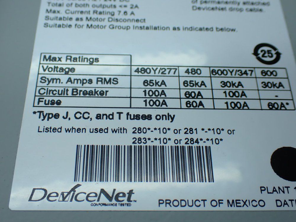 Allen-bradley Armorstart Combination Starter And Base - 280d-f12z-10c-cr-sm