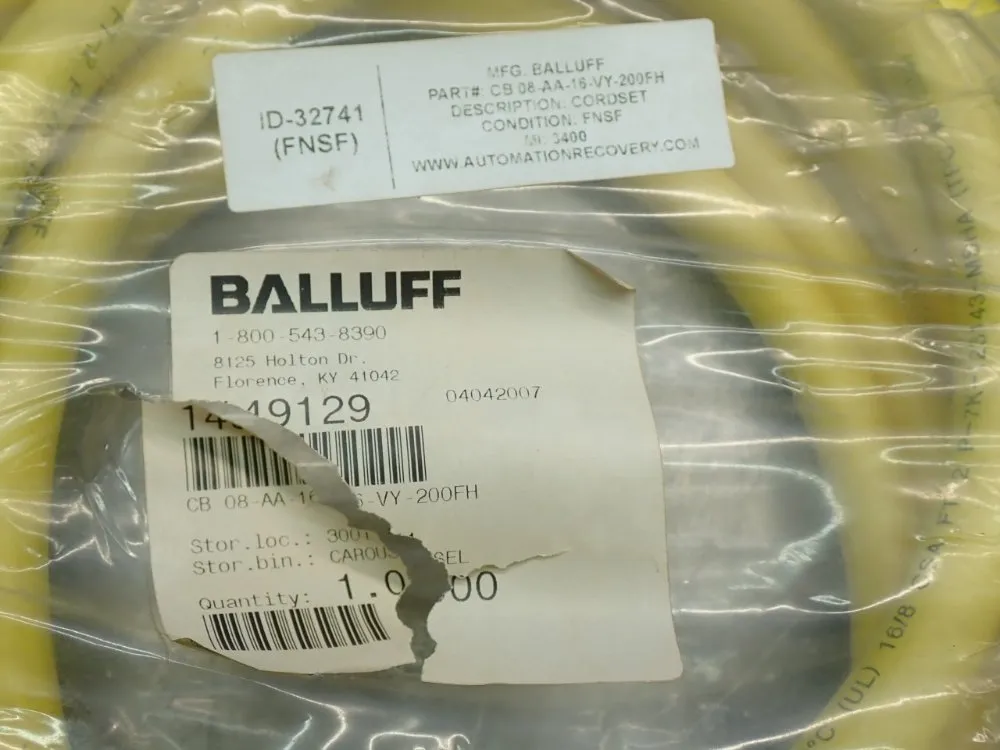 Balluff Single-ended Cordset - Cb 08-aa-16-vy-200fh