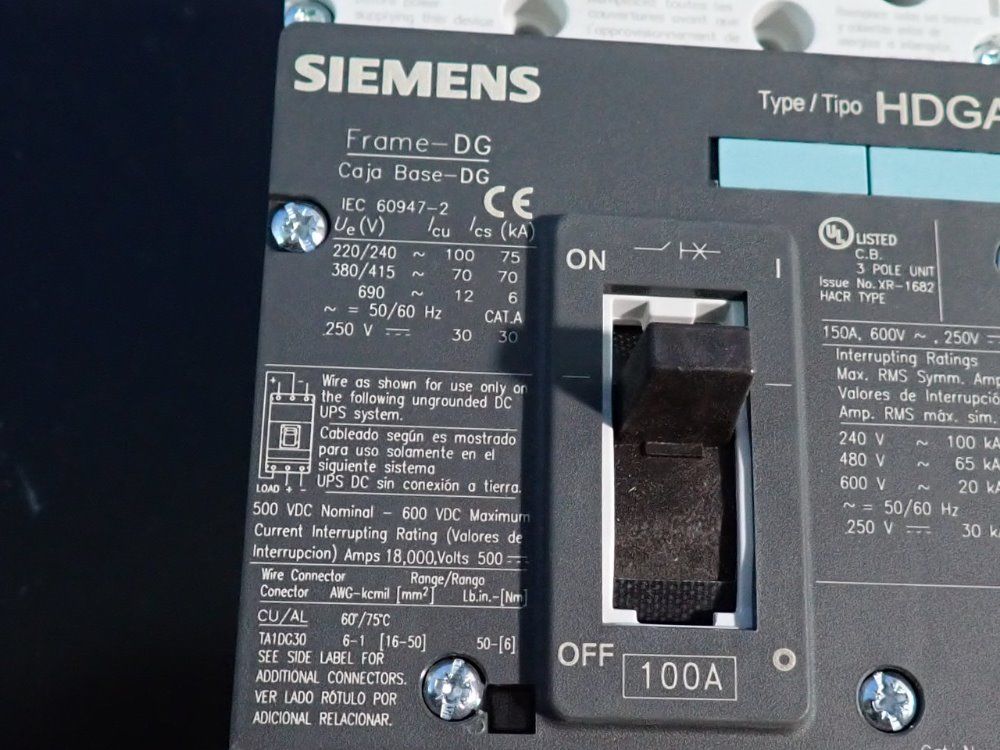 Siemens Circuit Breaker - Hdx3b100f